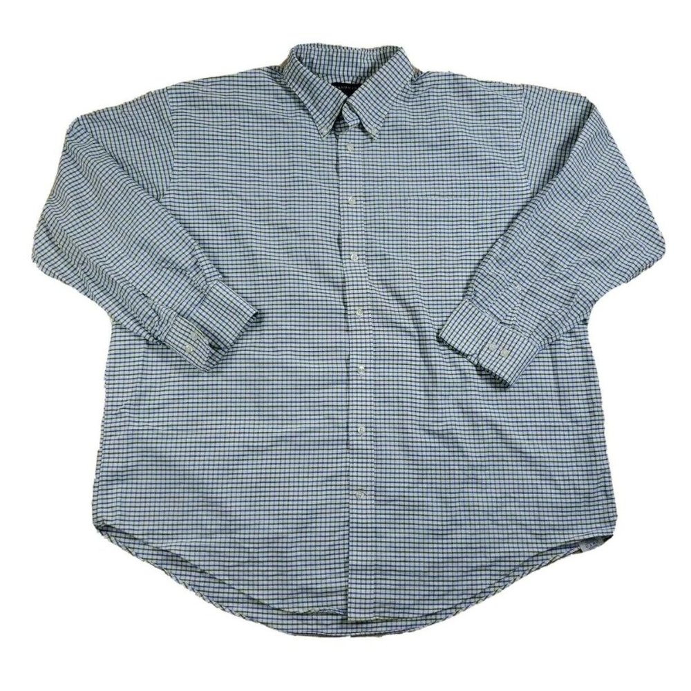 Lands' End Long Sleeve Casual Button Down Shirt Men's 2XL XXL Plaid 18 - 18.5